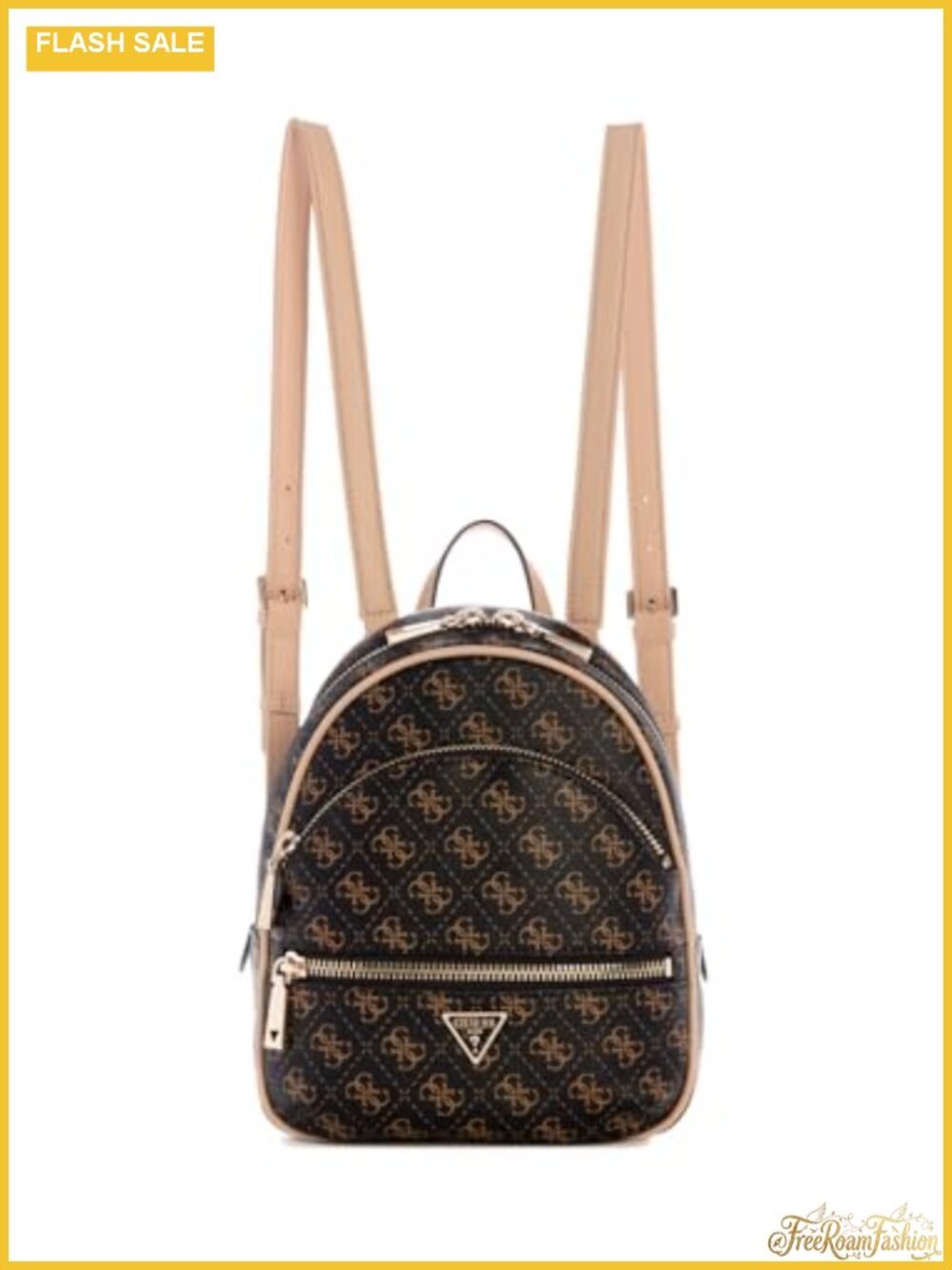 GUESS Manhattan II Backpack - Brown, Polyurethane, Adjustable Straps, Daypack